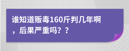 谁知道贩毒160斤判几年啊，后果严重吗？？