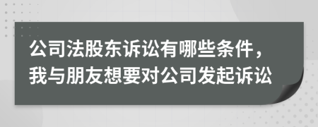 公司法股东诉讼有哪些条件，我与朋友想要对公司发起诉讼