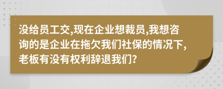 没给员工交,现在企业想裁员,我想咨询的是企业在拖欠我们社保的情况下,老板有没有权利辞退我们？