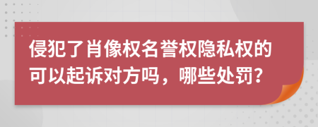 侵犯了肖像权名誉权隐私权的可以起诉对方吗，哪些处罚？