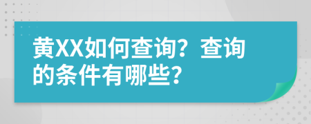 黄XX如何查询？查询的条件有哪些？