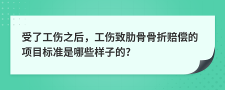 受了工伤之后，工伤致肋骨骨折赔偿的项目标准是哪些样子的?