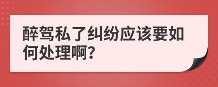 醉驾私了纠纷应该要如何处理啊？