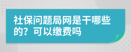 社保问题局网是干哪些的？可以缴费吗