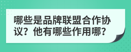 哪些是品牌联盟合作协议？他有哪些作用哪？