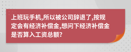 上班玩手机,所以被公司辞退了,按规定会有经济补偿金,想问下经济补偿金是否算入工资总额？