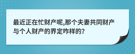 最近正在忙财产呢,那个夫妻共同财产与个人财产的界定咋样的？