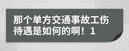 那个单方交通事故工伤待遇是如何的啊！1