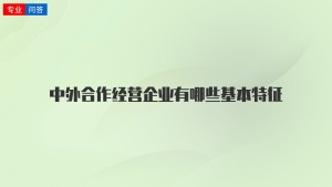 中外合作经营企业有哪些基本特征