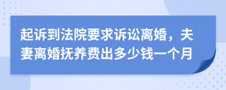 起诉到法院要求诉讼离婚，夫妻离婚抚养费出多少钱一个月