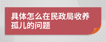具体怎么在民政局收养孤儿的问题