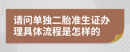 请问单独二胎准生证办理具体流程是怎样的