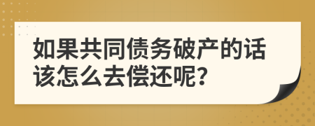 如果共同债务破产的话该怎么去偿还呢？