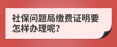 社保问题局缴费证明要怎样办理呢？