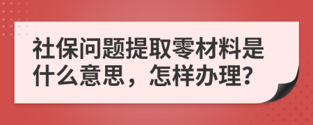 社保问题提取零材料是什么意思，怎样办理？