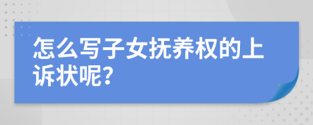 怎么写子女抚养权的上诉状呢？