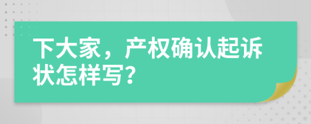 下大家，产权确认起诉状怎样写？