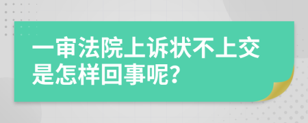 一审法院上诉状不上交是怎样回事呢？