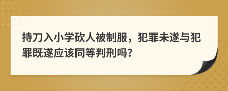 持刀入小学砍人被制服，犯罪未遂与犯罪既遂应该同等判刑吗？