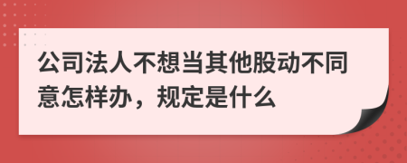 公司法人不想当其他股动不同意怎样办，规定是什么