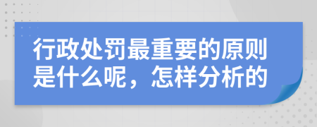 行政处罚最重要的原则是什么呢，怎样分析的