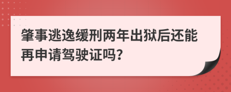 肇事逃逸缓刑两年出狱后还能再申请驾驶证吗？