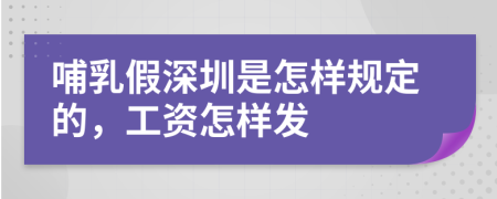 哺乳假深圳是怎样规定的，工资怎样发