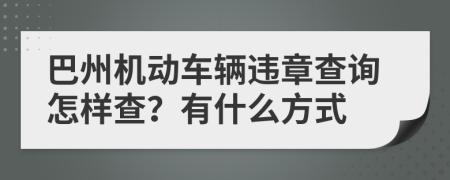 巴州机动车辆违章查询怎样查？有什么方式