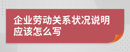 企业劳动关系状况说明应该怎么写