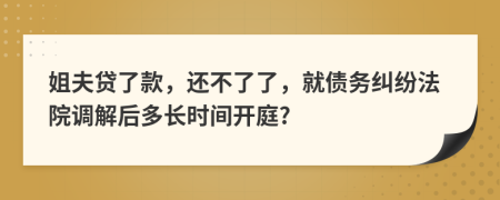 姐夫贷了款，还不了了，就债务纠纷法院调解后多长时间开庭?