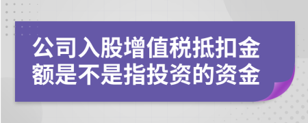 公司入股增值税抵扣金额是不是指投资的资金