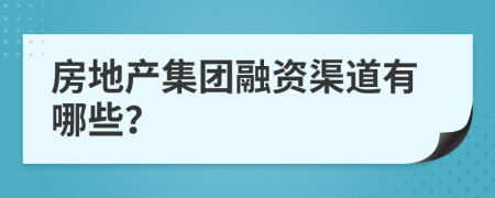 房地产集团融资渠道有哪些？