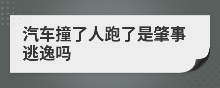 汽车撞了人跑了是肇事逃逸吗