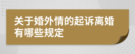 关于婚外情的起诉离婚有哪些规定