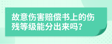 故意伤害赔偿书上的伤残等级能分出来吗？