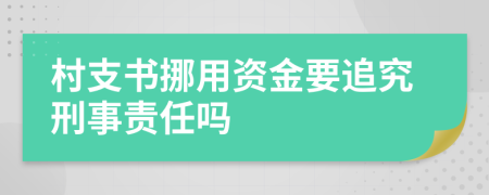 村支书挪用资金要追究刑事责任吗