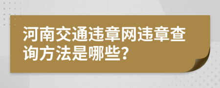 河南交通违章网违章查询方法是哪些？