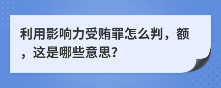 利用影响力受贿罪怎么判，额，这是哪些意思？