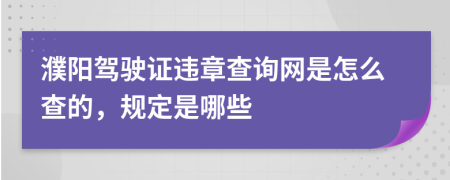 濮阳驾驶证违章查询网是怎么查的，规定是哪些