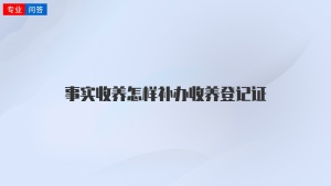 事实收养怎样补办收养登记证