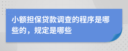 小额担保贷款调查的程序是哪些的，规定是哪些