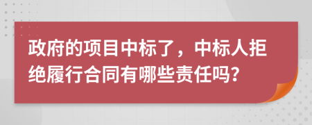 政府的项目中标了，中标人拒绝履行合同有哪些责任吗？