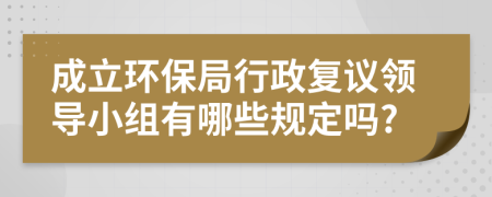 成立环保局行政复议领导小组有哪些规定吗?