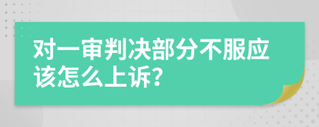 对一审判决部分不服应该怎么上诉？