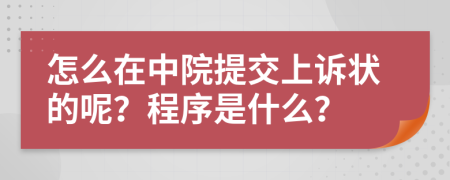 怎么在中院提交上诉状的呢？程序是什么？