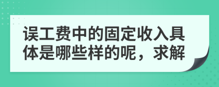 误工费中的固定收入具体是哪些样的呢，求解