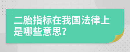 二胎指标在我国法律上是哪些意思？