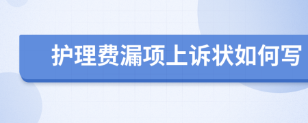 护理费漏项上诉状如何写