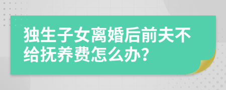 独生子女离婚后前夫不给抚养费怎么办？