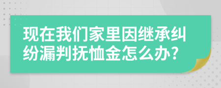 现在我们家里因继承纠纷漏判抚恤金怎么办?